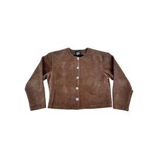 VTG BANJO Brown Suede Jacket Blazer Button Front Women's Large